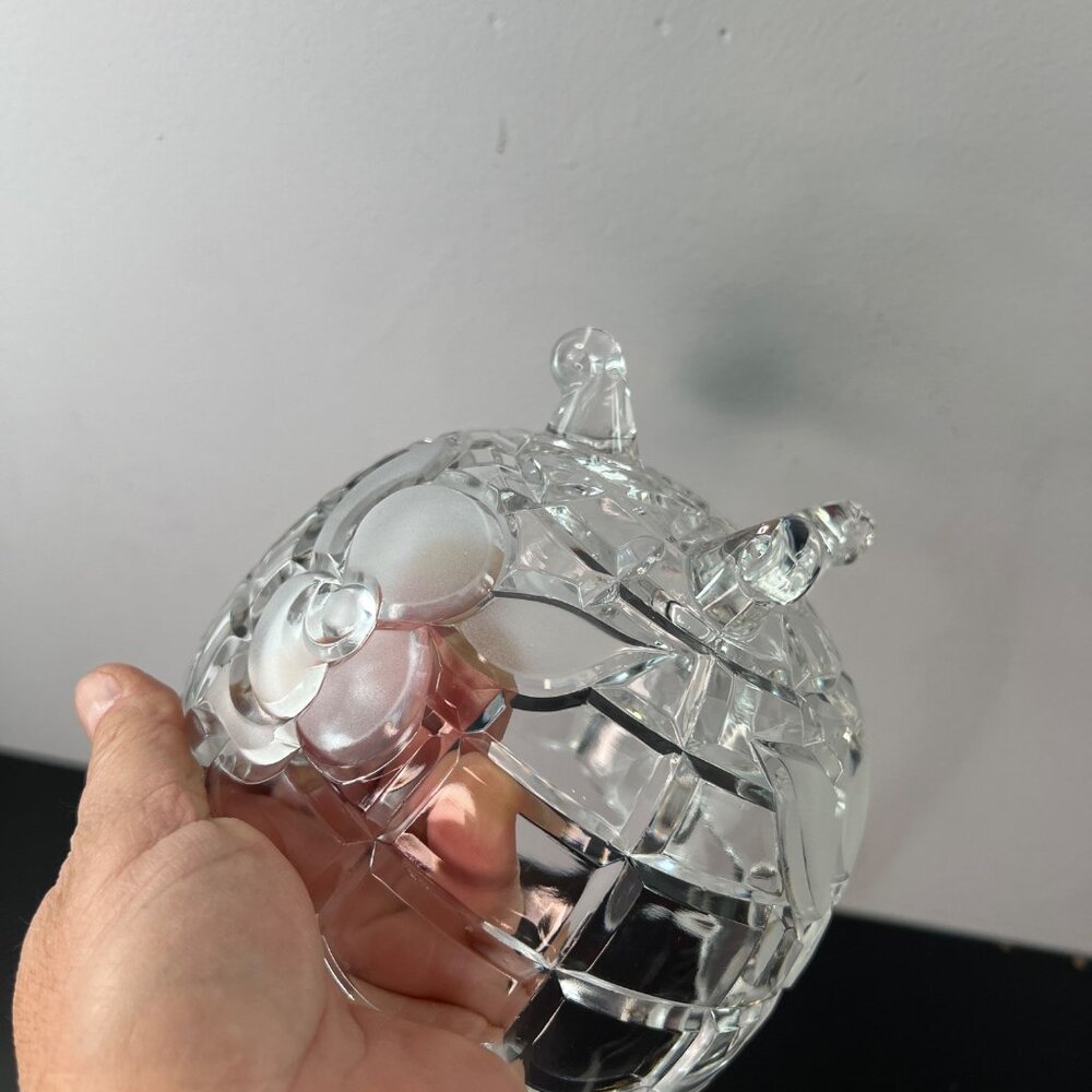 Vintage Footed Crystal Rose Glass Candy Dish Bowl 5" Diameter Snack Dish - Picture 4 of 6